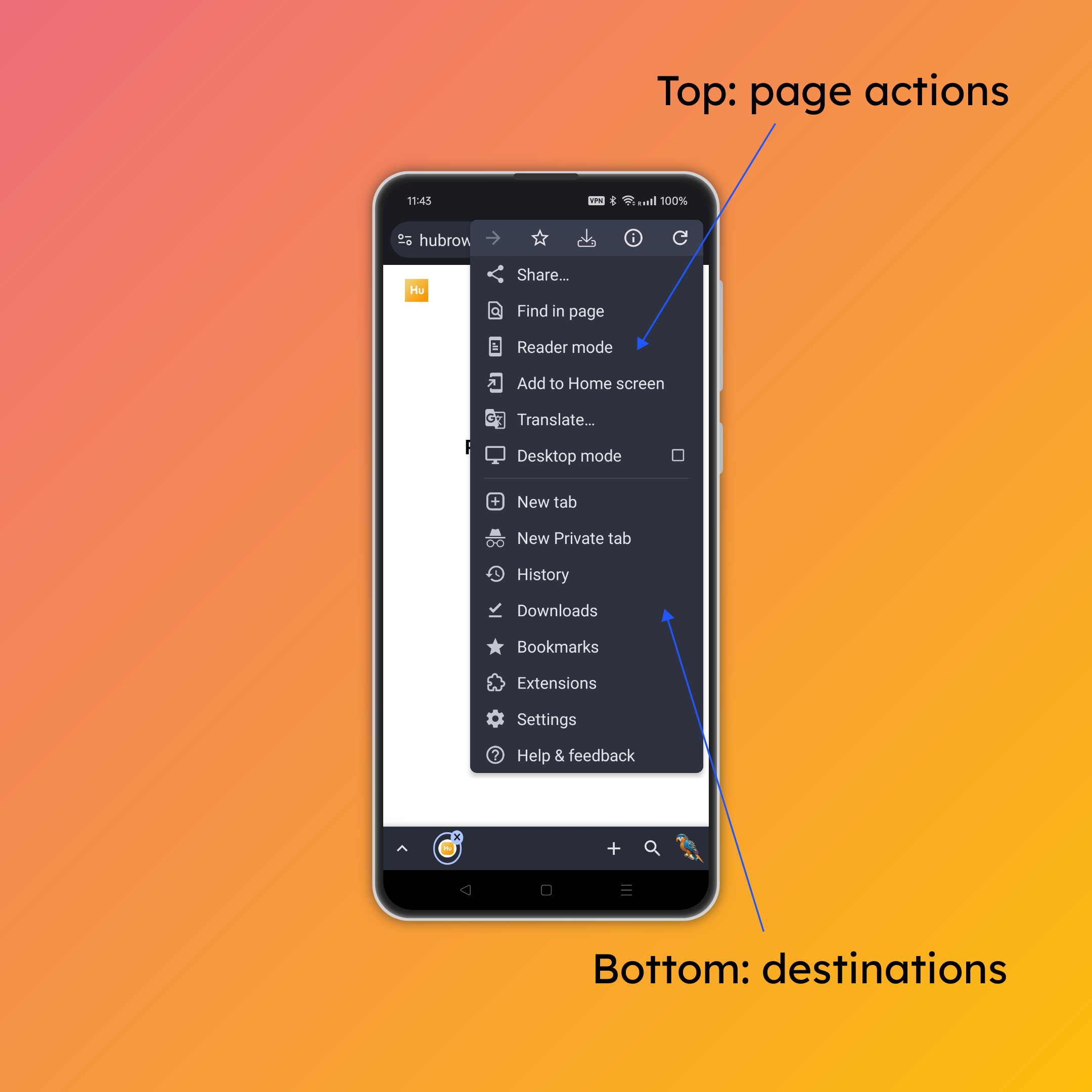 Hubrowser - AdBlock, Extensions 등이있는 0 트래킹 모바일 브라우저 미디어 5