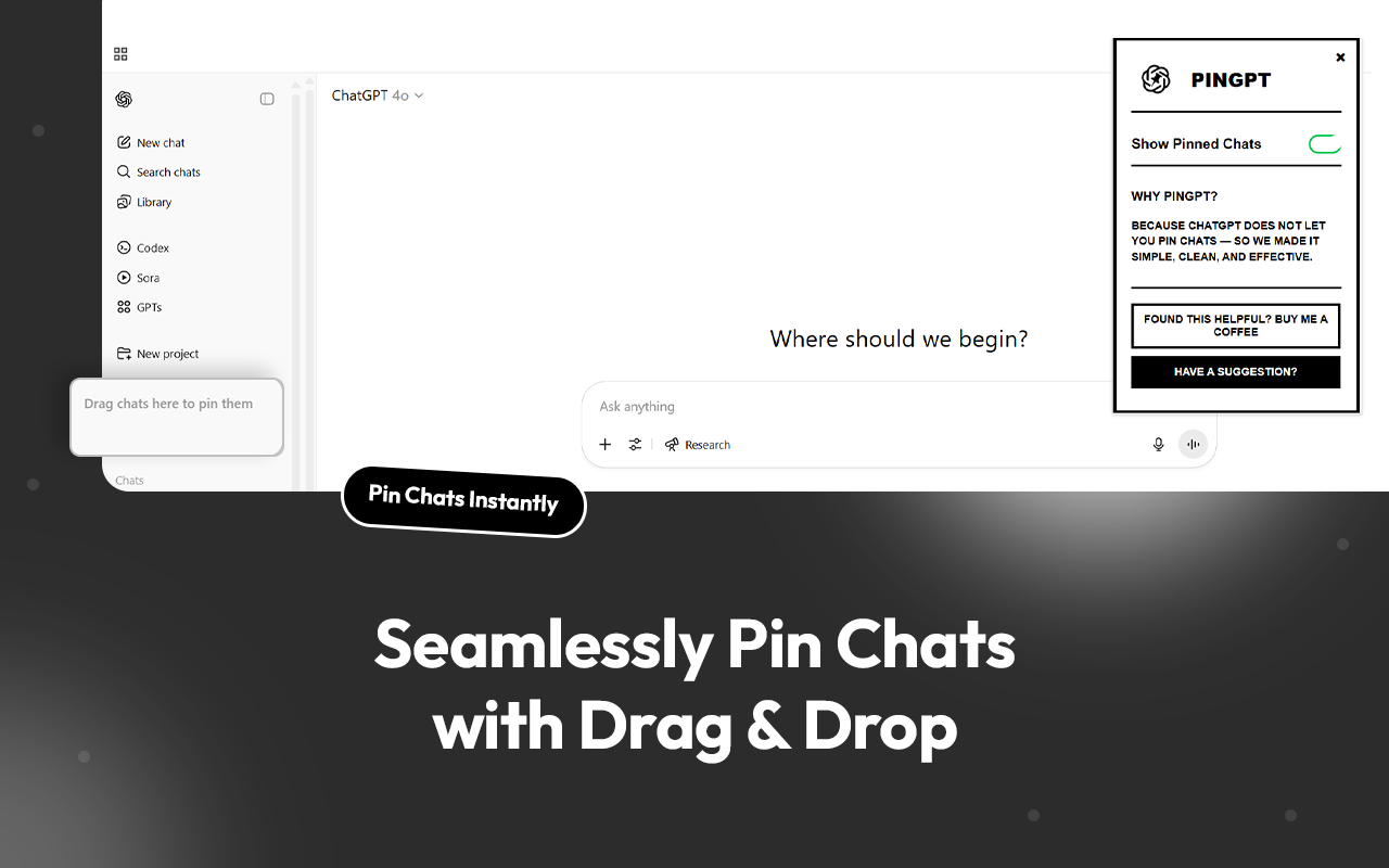 pingpt - ChatGptはチャットをピン留めさせないからですメディア1