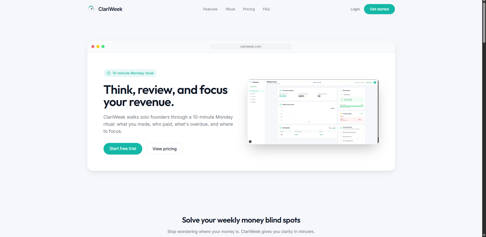 ClariWeek - Screenshot 2 showing product features and functionality