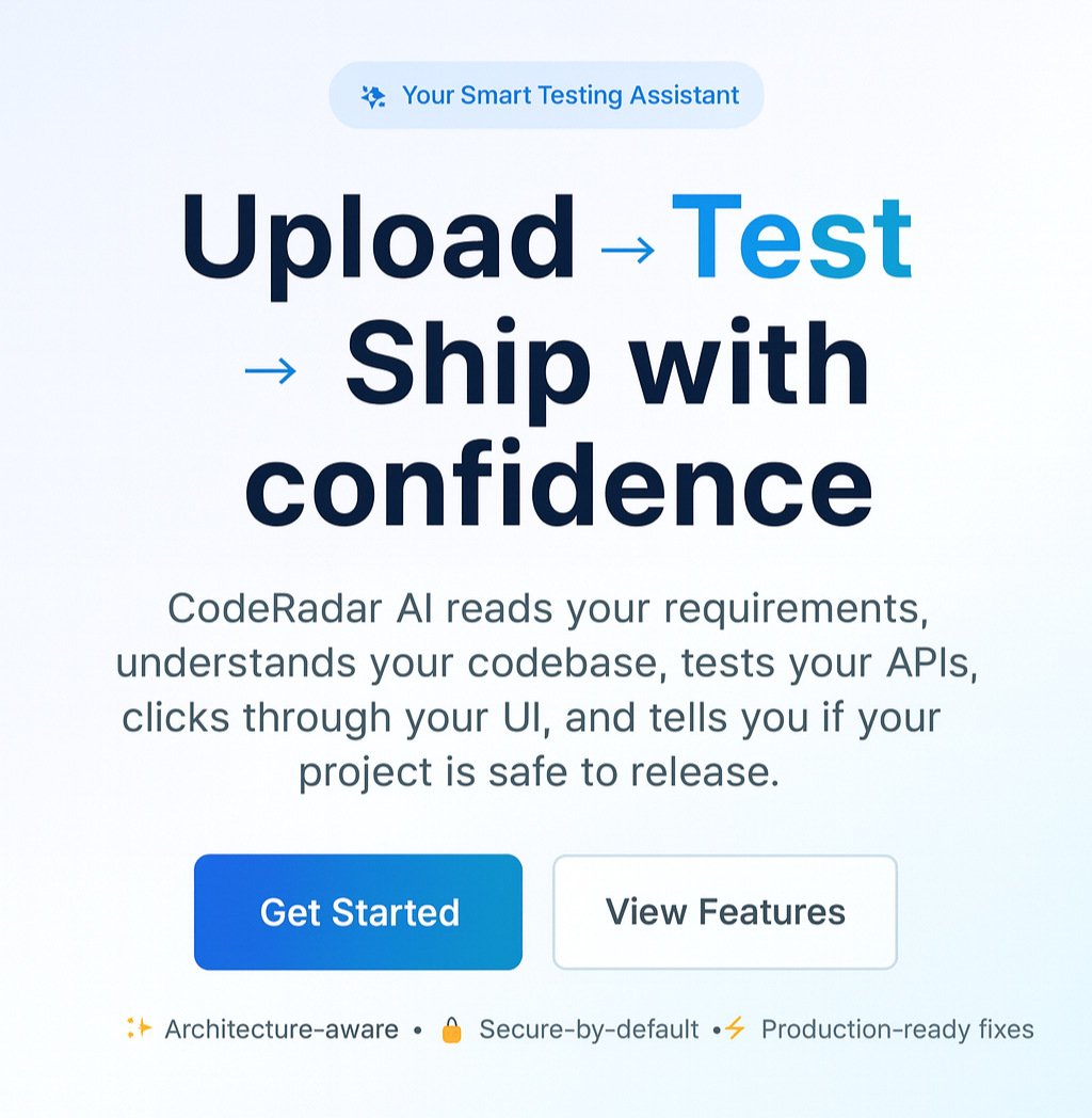 CodeRadarAI - Main product screenshot demonstrating key features and user interface