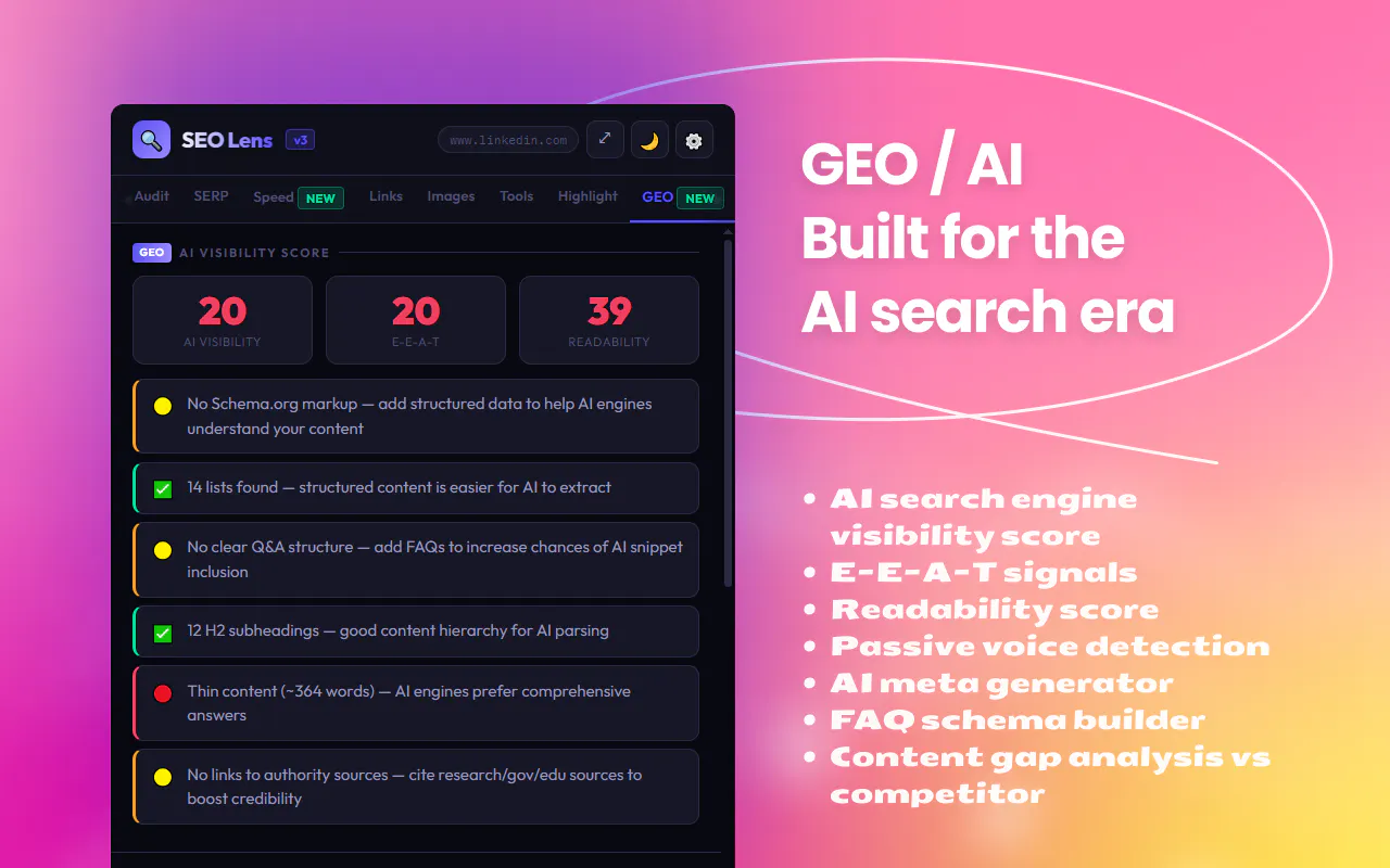 SEO Lens — AI SEO & GEO Analyzer gallery image