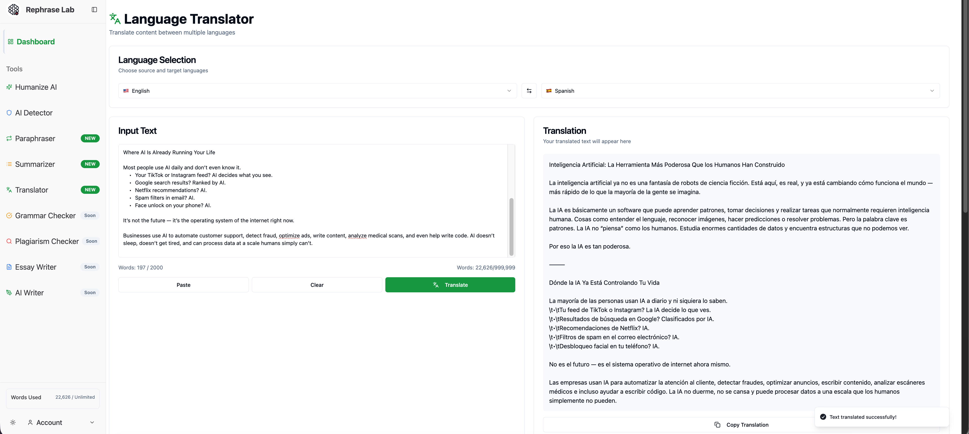 Rephrase Lab - Screenshot 4 showing product features and functionality