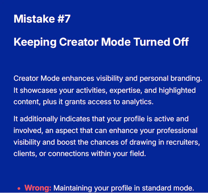 10 LinkedIn Mistakes Guide screenshot 3