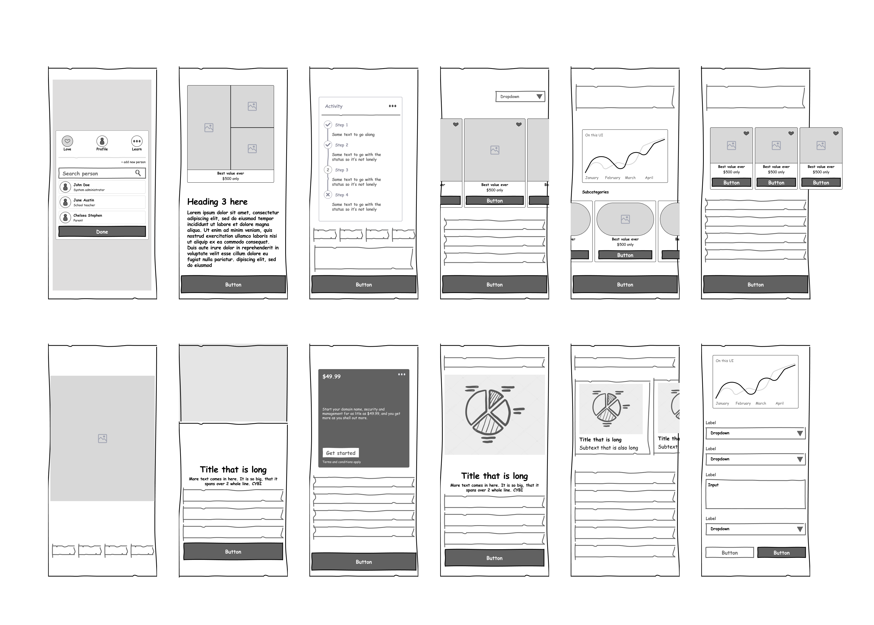 Wireframe/ sketching design system gallery image