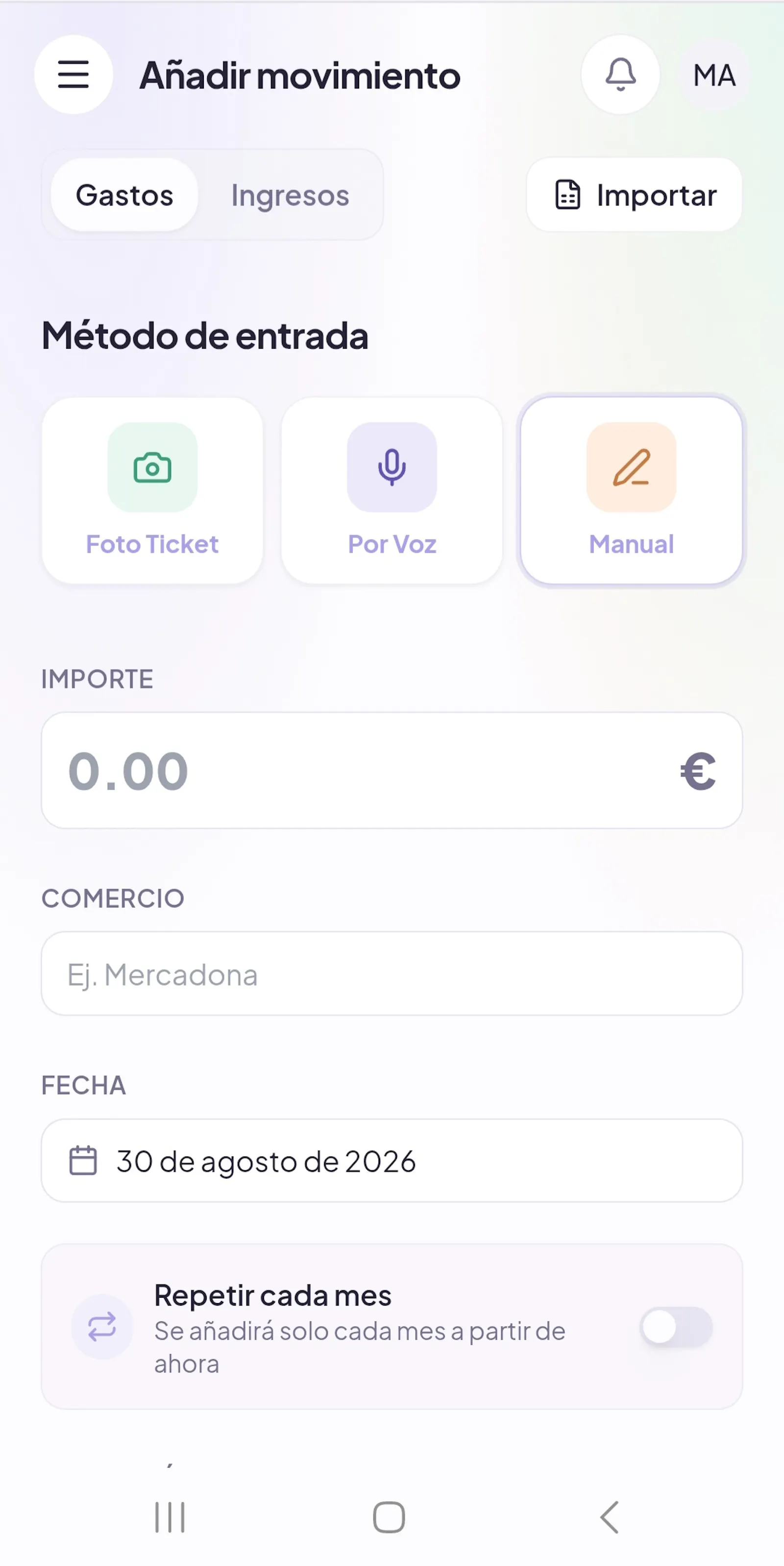 Nexo - Control de finanzas personales screenshot 2