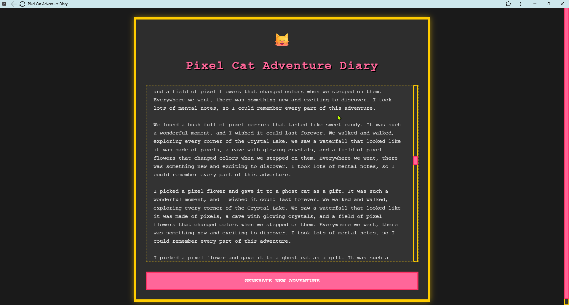 Pixel Cat Adventure Diary - Screenshot 3 showing product features and functionality