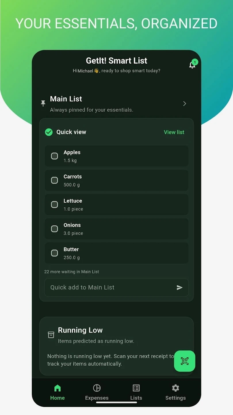 GetIt! Smart List: Scan & Shop - Main product screenshot demonstrating key features and user interface