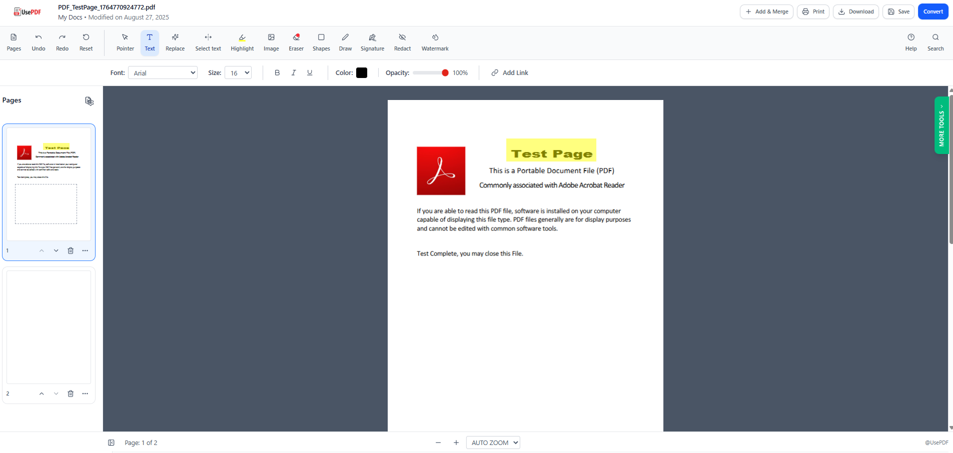 UsePDF - Screenshot 2 showing product features and functionality