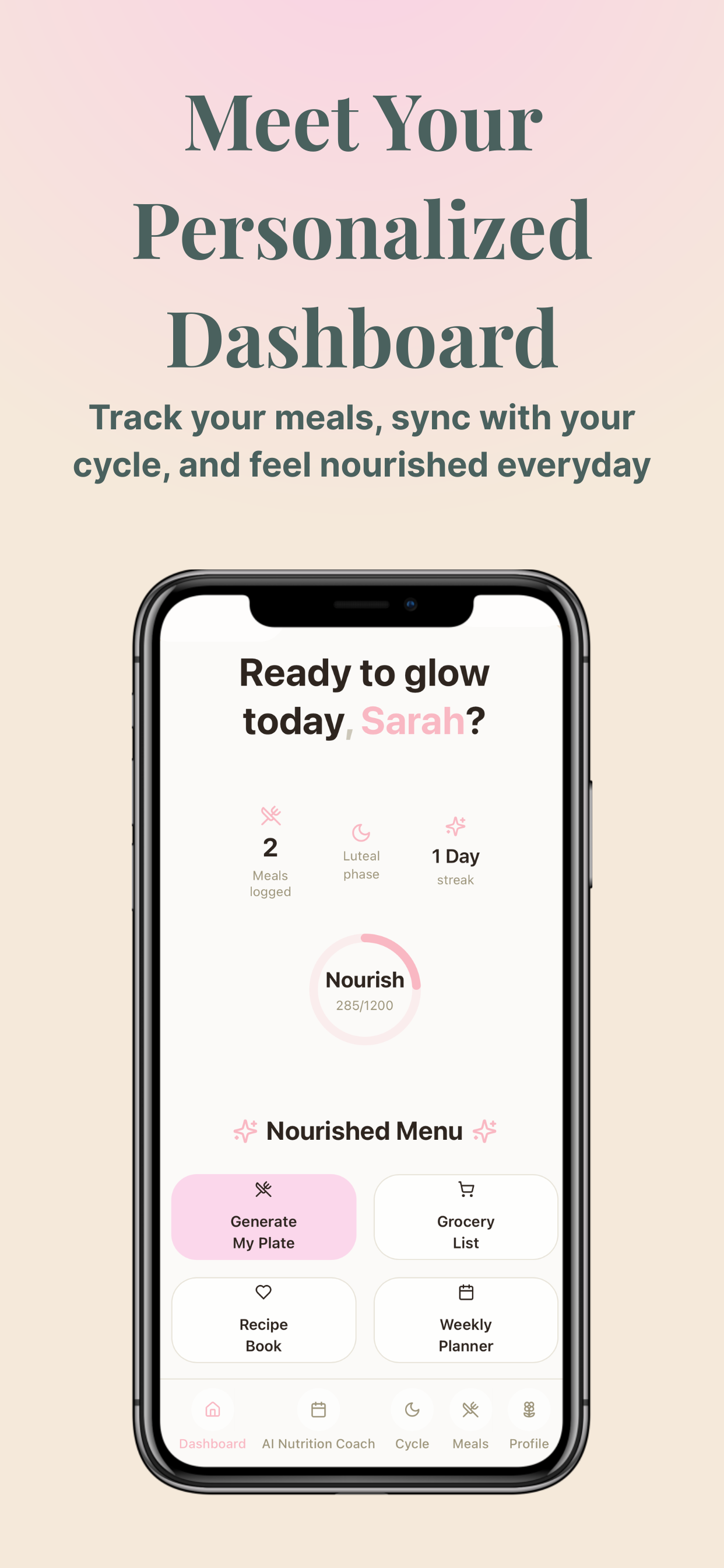 Pretty Nourish  - Main screenshot showing features and interface