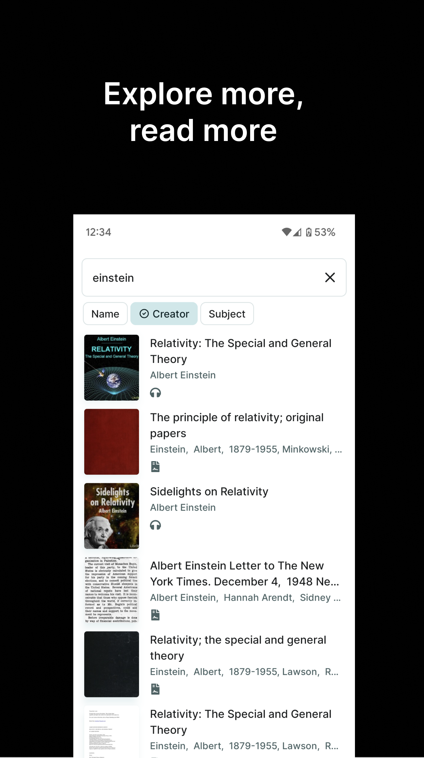 Mídia 4 de Kafka para o Internet Archive - Um cliente Android para o Internet Archive