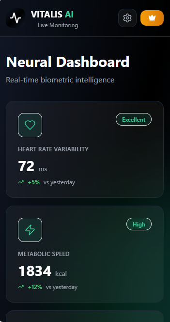 VITALIS AI - Screenshot 2 showing product features and functionality