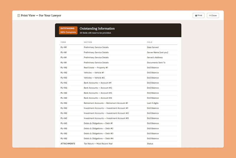 CA Divorce Disclosures Workbook screenshot 4
