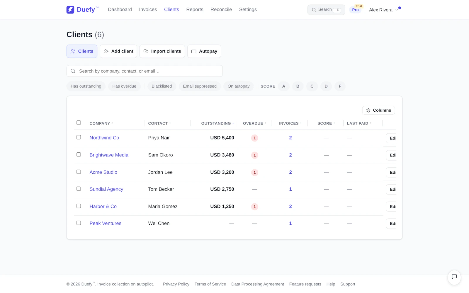 Duefy screenshot 2