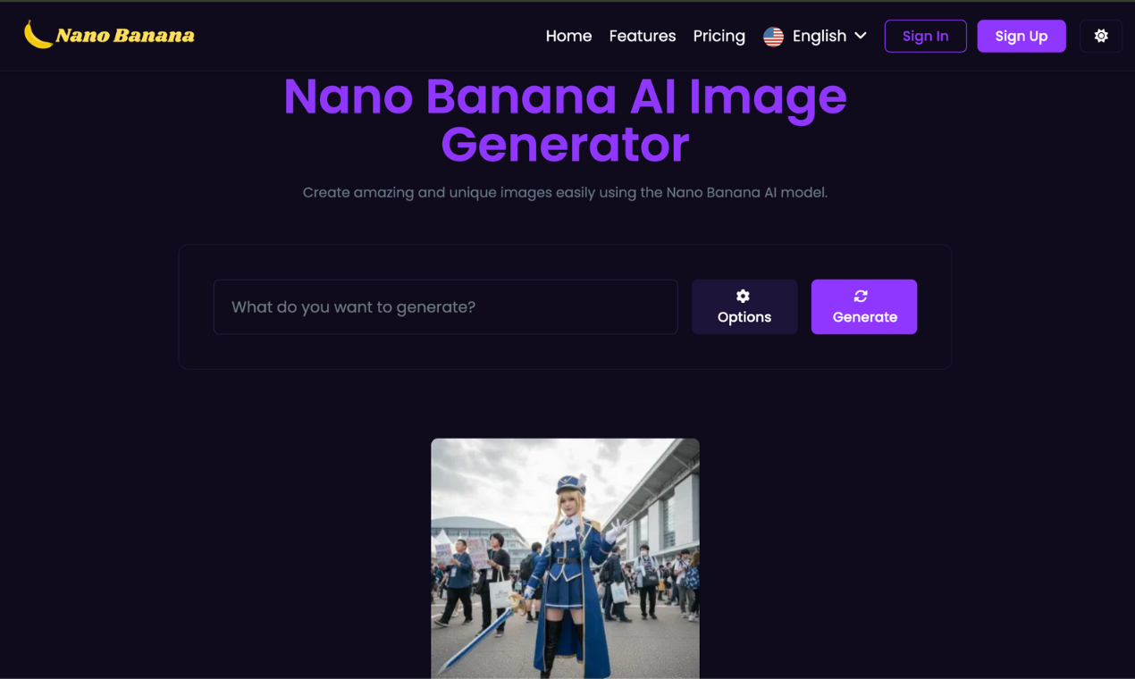 Nano Banana AI Generatore di immagini ed editore - Crea immagini incredibili facilmente usando il modello Nano Banana AI media 1