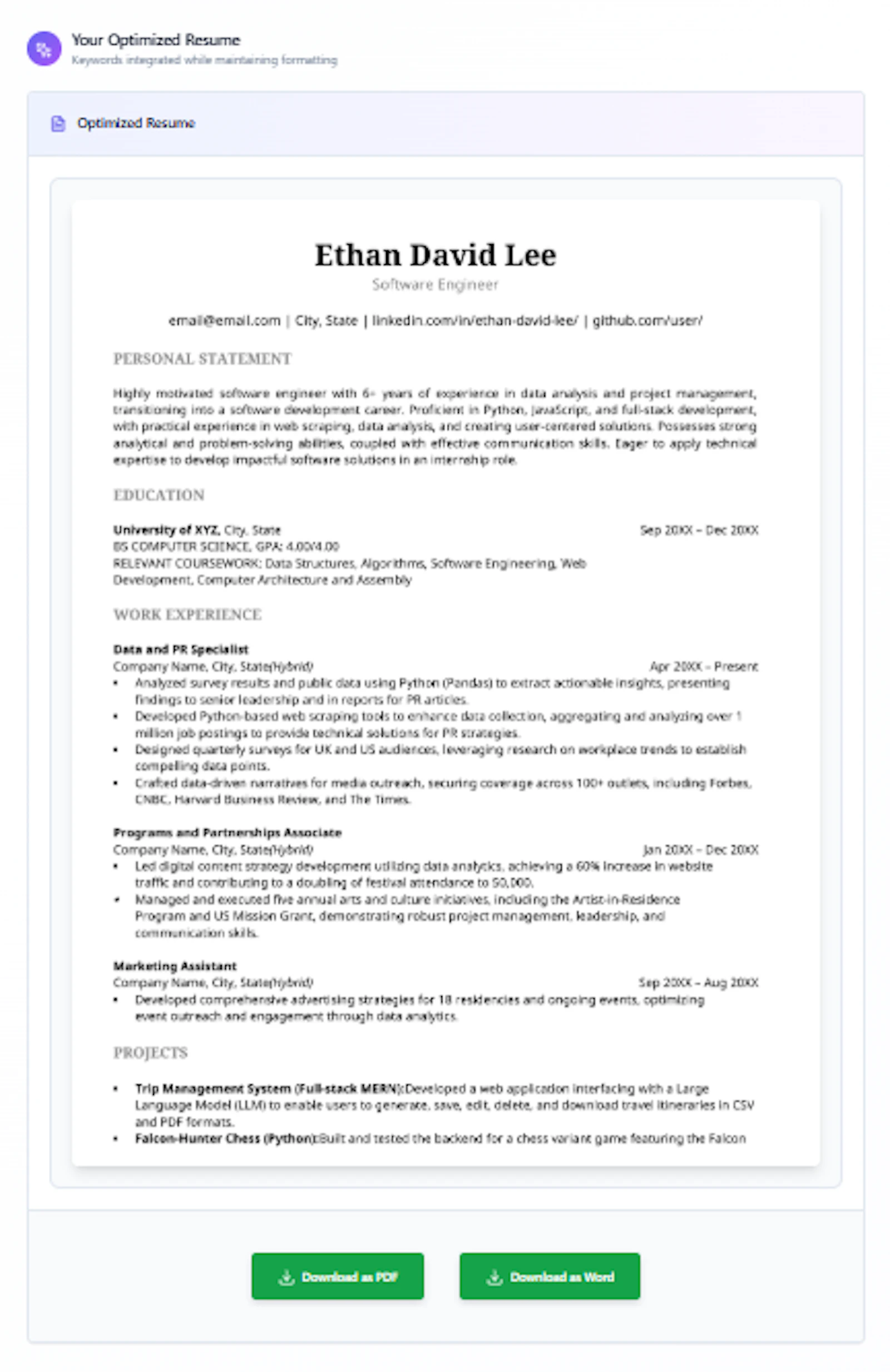 Keywords in Resume screenshot 3