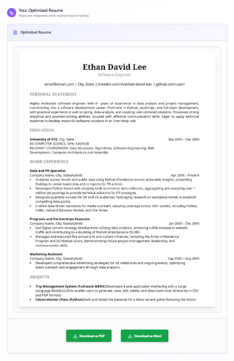 Keywords in Resume screenshot 3