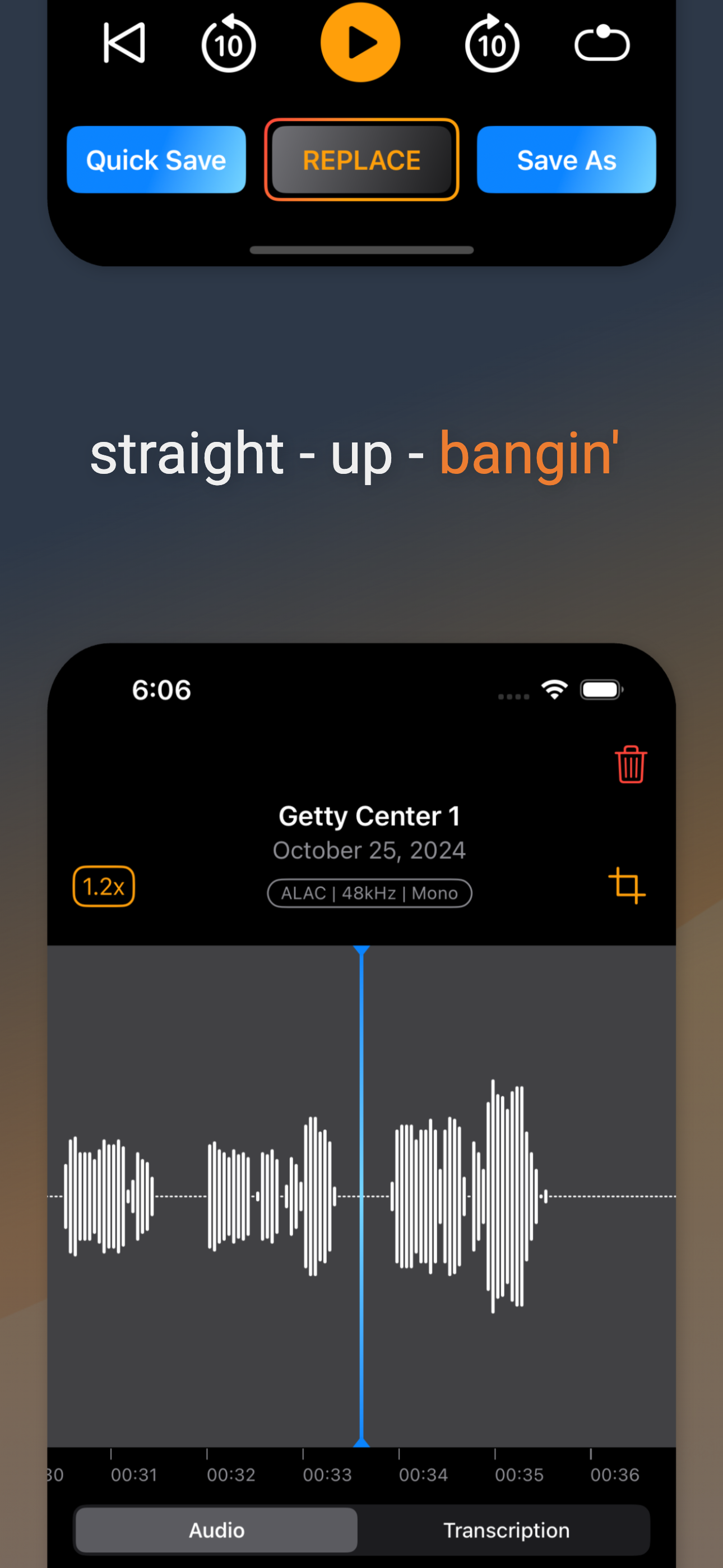 Média Enregistreur audio Bangin ' - Enregistrer, transcrire, organiser des mémos vocaux audio iPhone / iPad 6