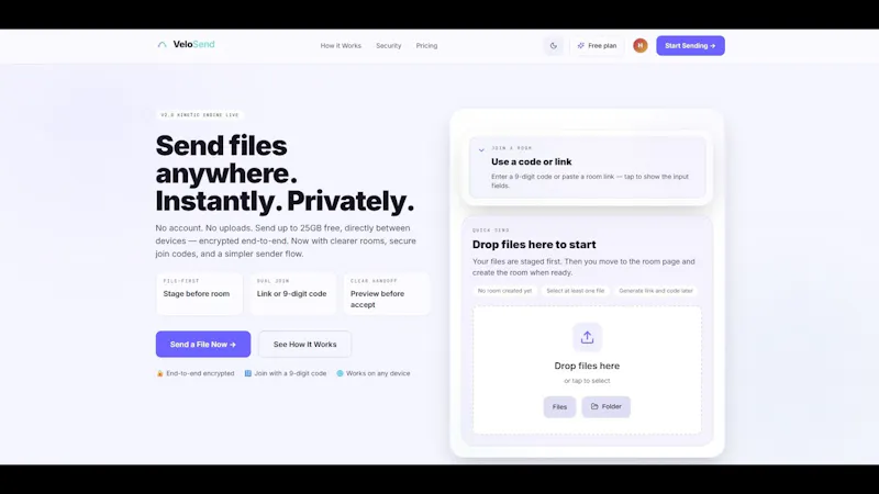 VeloSend screenshot 1 (video preview)