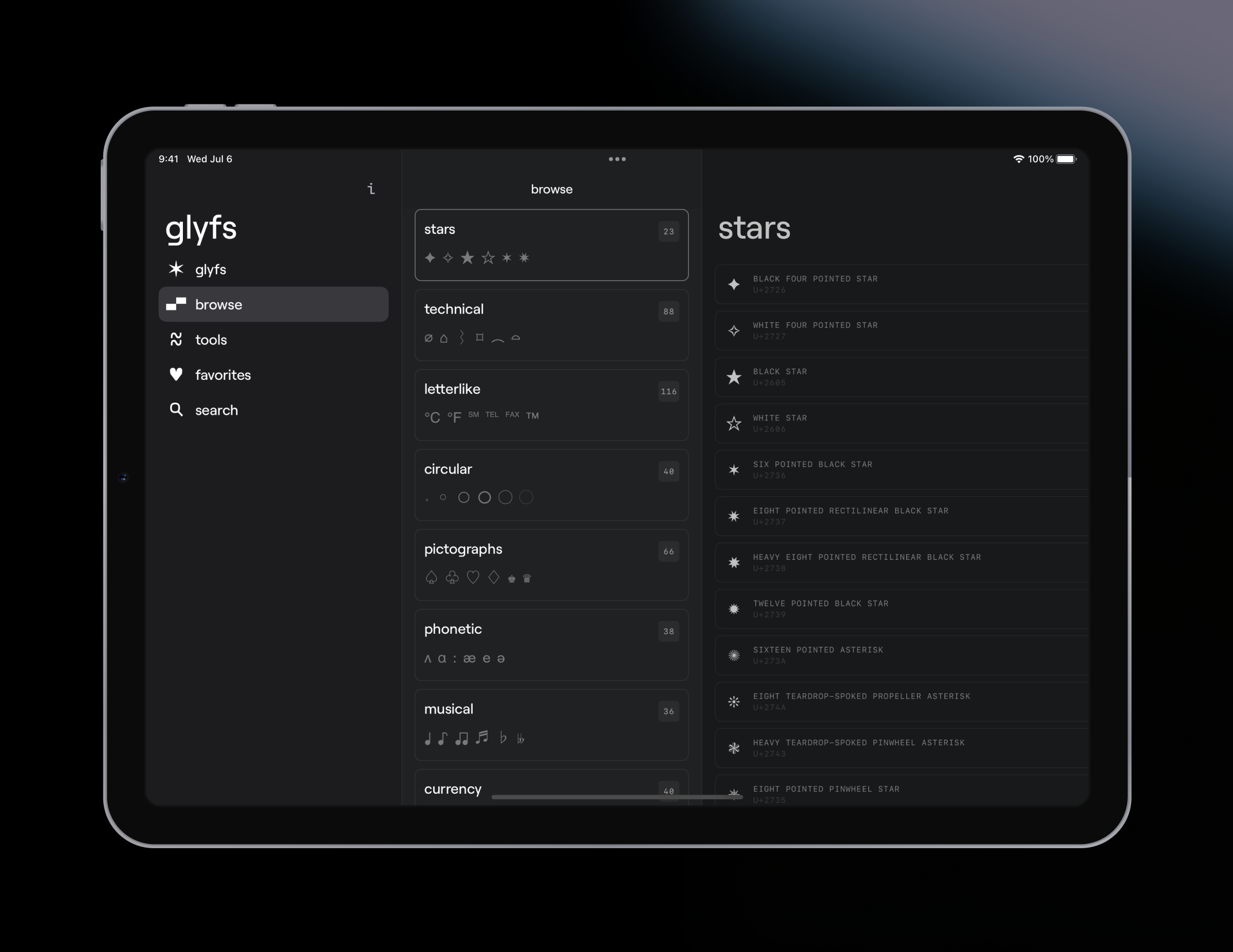 ✶ glyfs gallery image