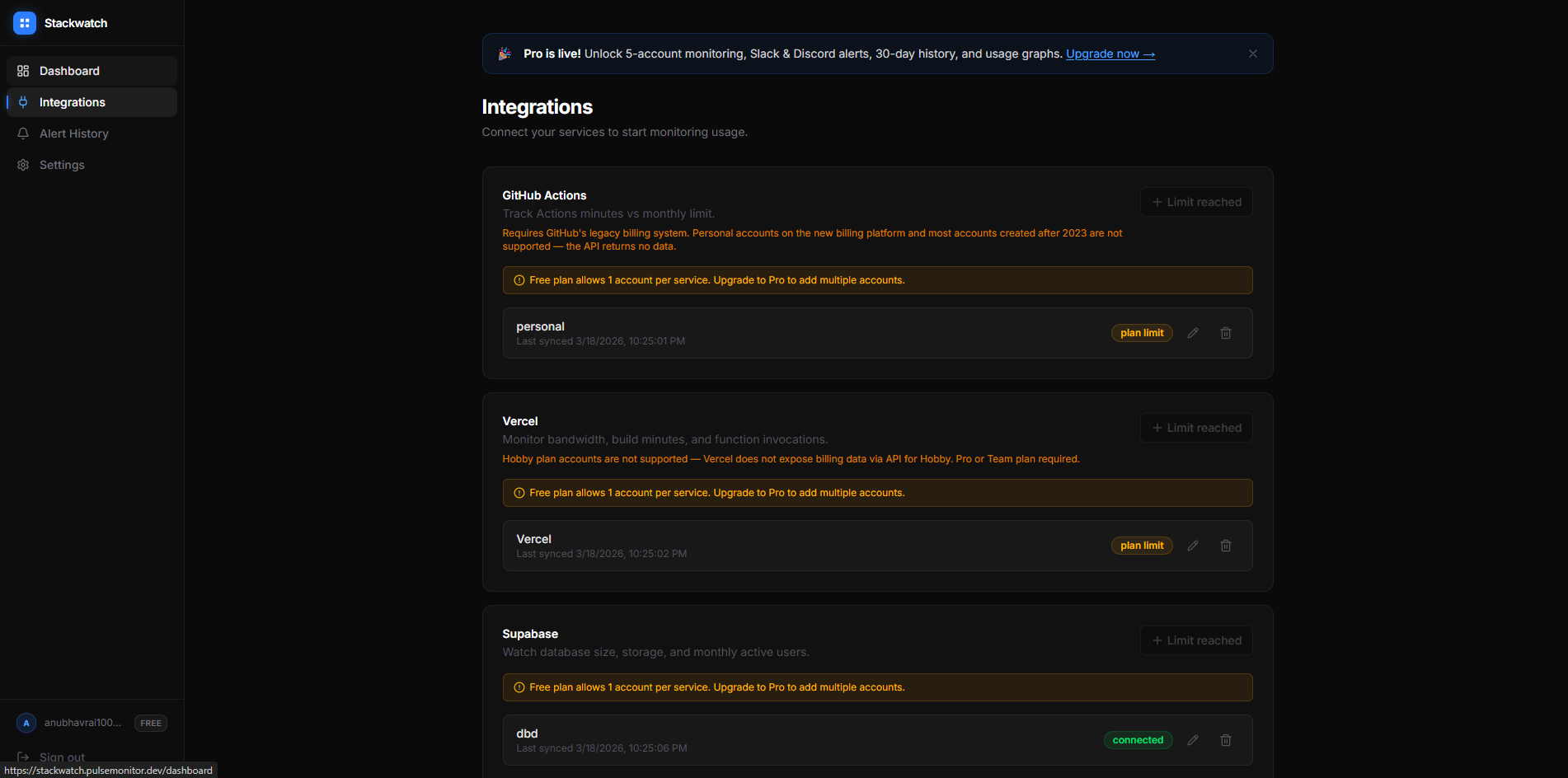 Stackwatch-Monitor your dev stack limits gallery image
