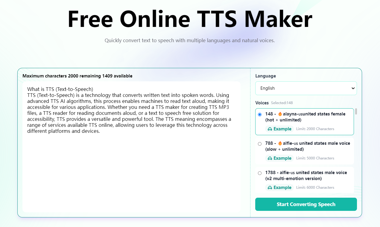 startuptile TTSynth.com-Convert text to speech with natural voices Free Online
