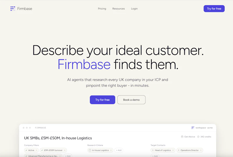 Firmbase: Claude for UK B2B prospecting screenshot 2