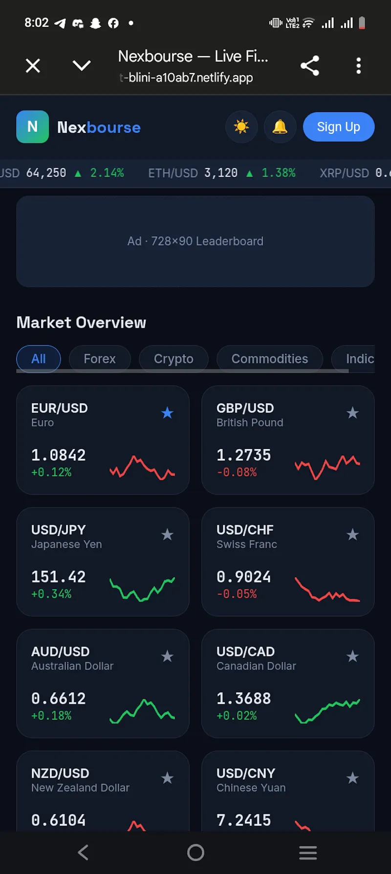 Nexbourse — Live Financial Markets screenshot 1