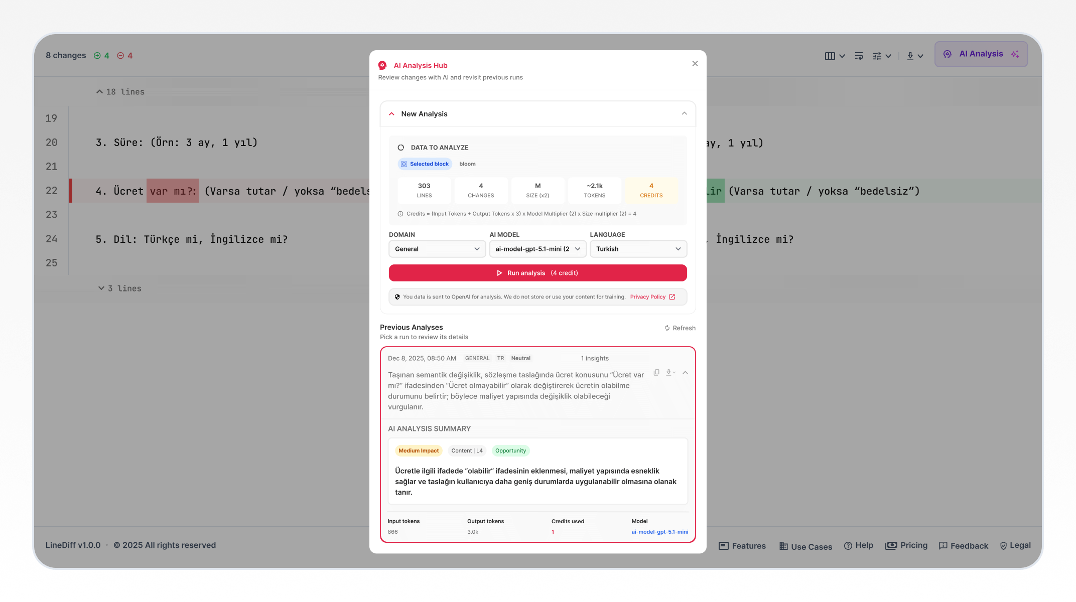 LineDiff - Screenshot 2 showing product features and functionality