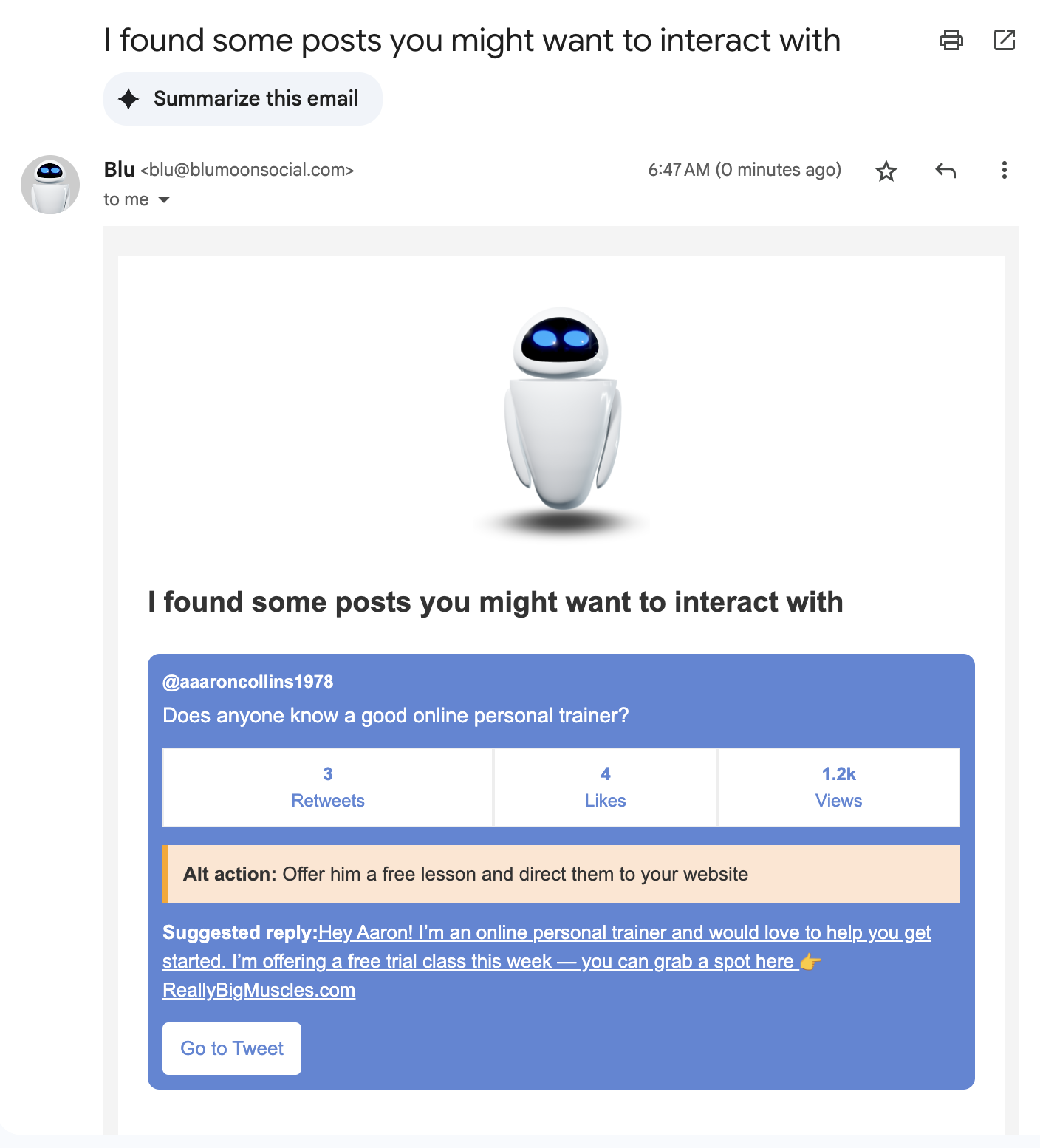 Média Blumonzocial - AI qui regarde Twitter pour que vous n'ayez pas à le faire.Avec des alertes! 2