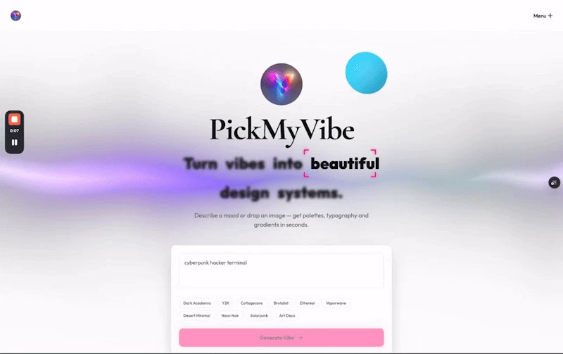 PickMyVibe screenshot 1 (video preview)