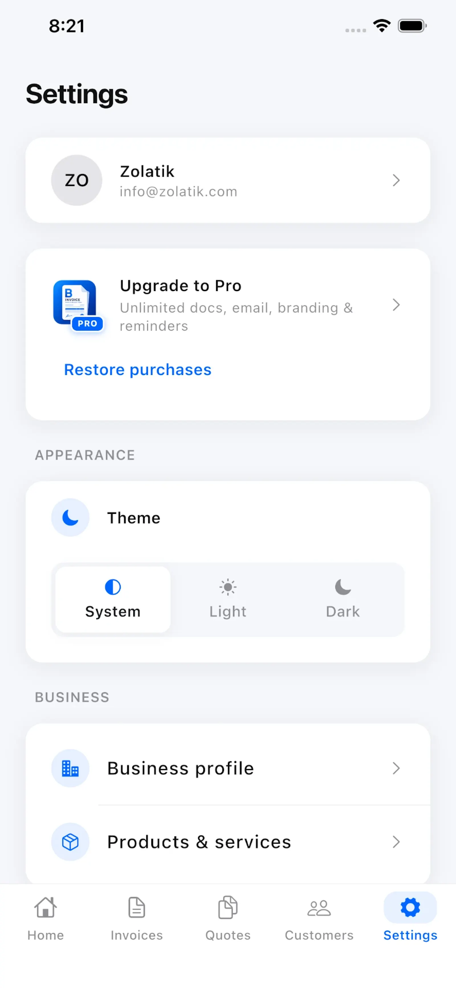 Blue Invoice screenshot 2