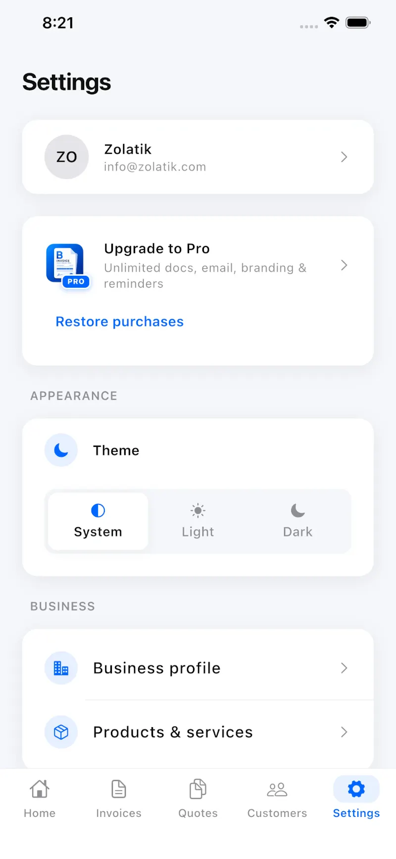 Blue Invoice screenshot 2