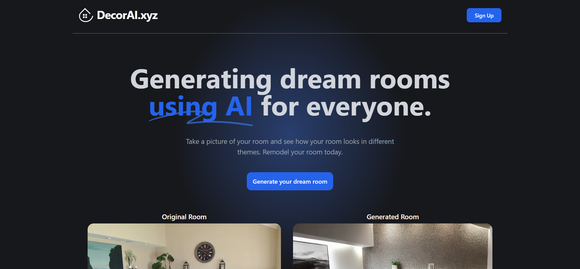 startuptile DecorAI.xyz-Generating dream rooms using AI for everyone.