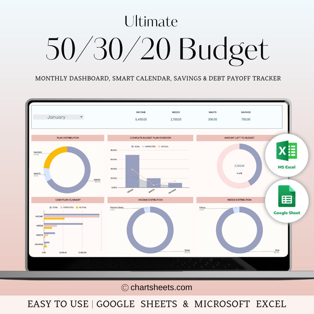 50/30/20 Budget Spreadsheet Template media 2