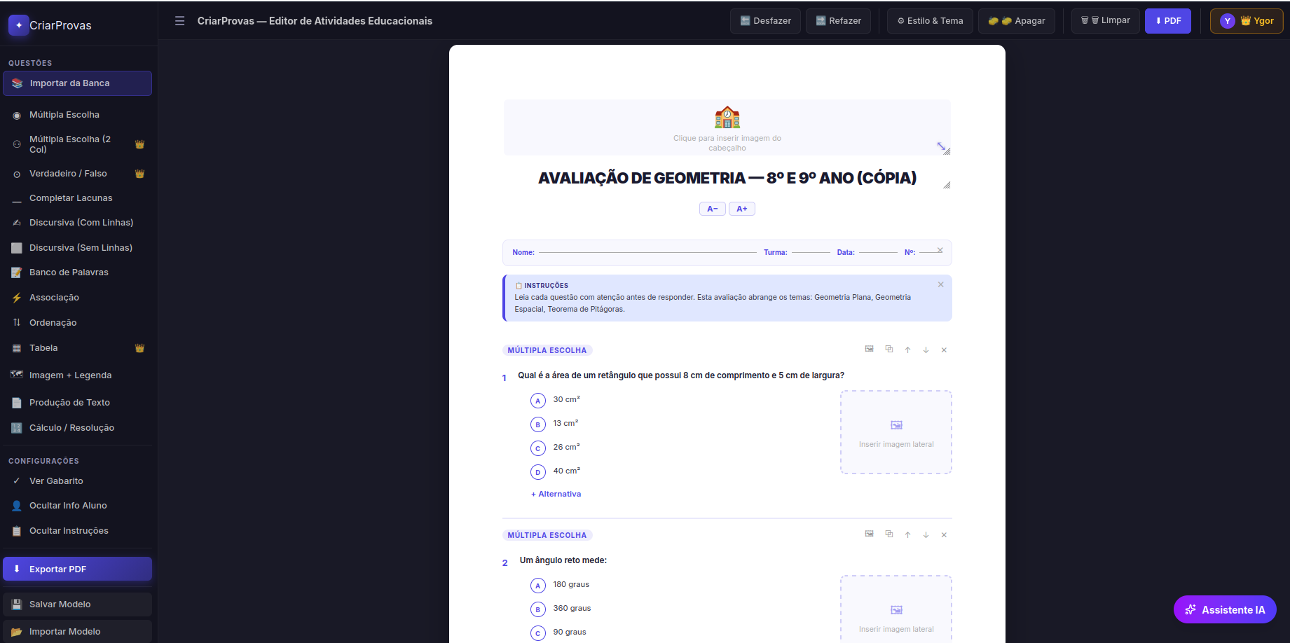 CriarProvas -  Activity Editor gallery image