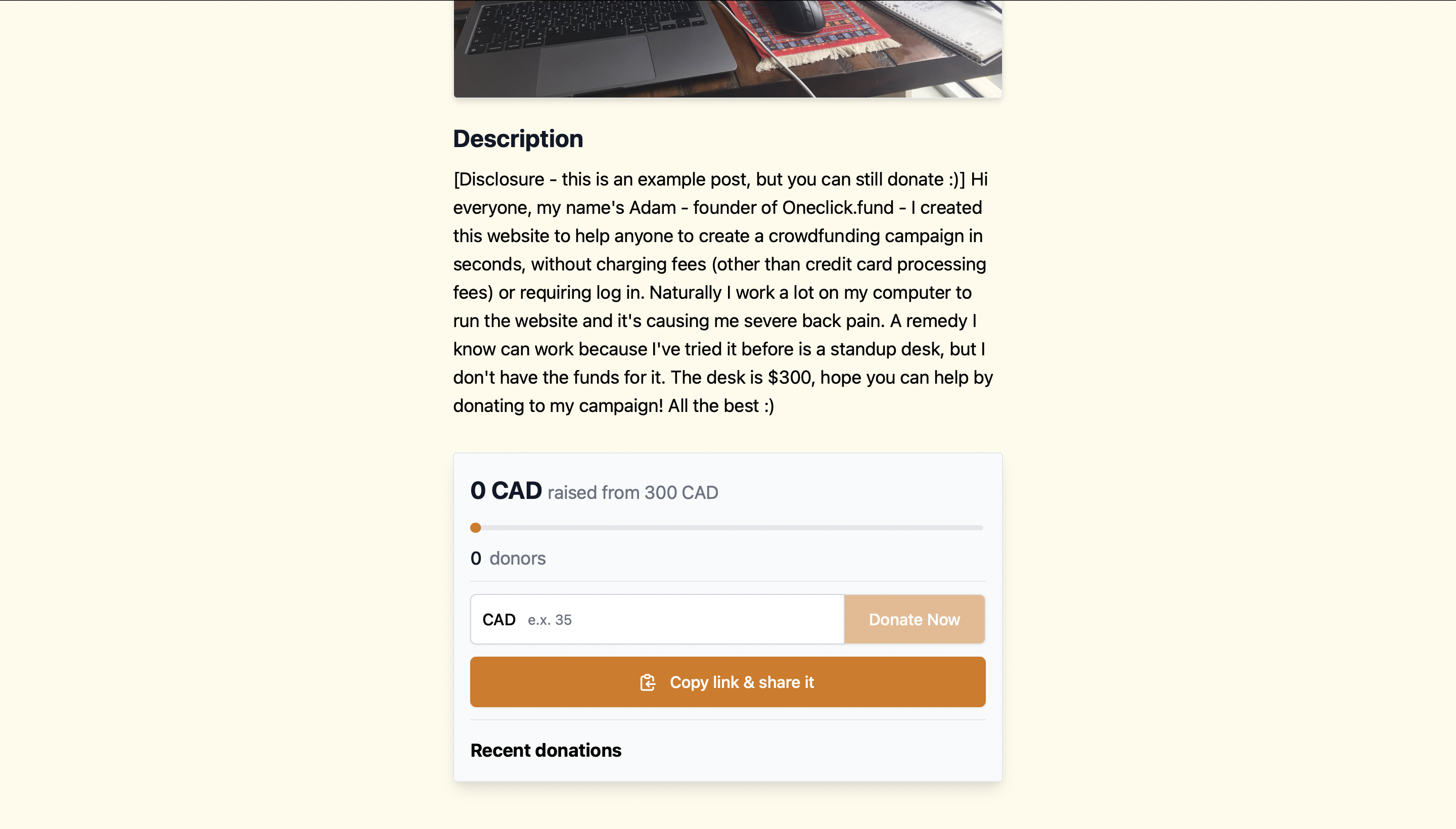 Simple crowdfunding website gallery image