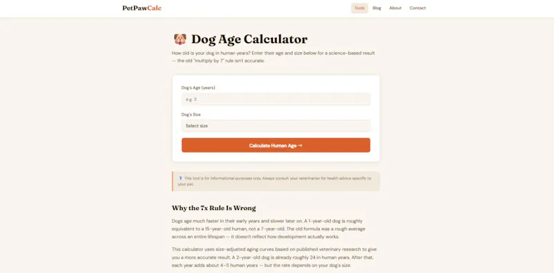 PetPawCalc — Free Pet Calculators screenshot 3