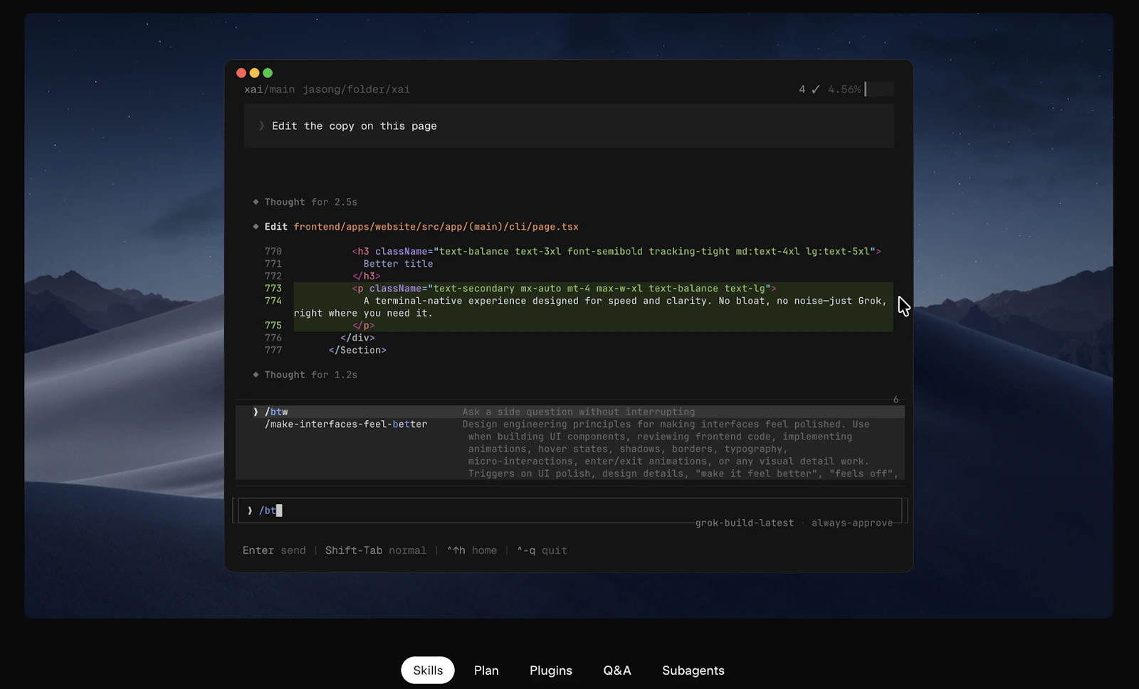 Grok Build screenshot 3