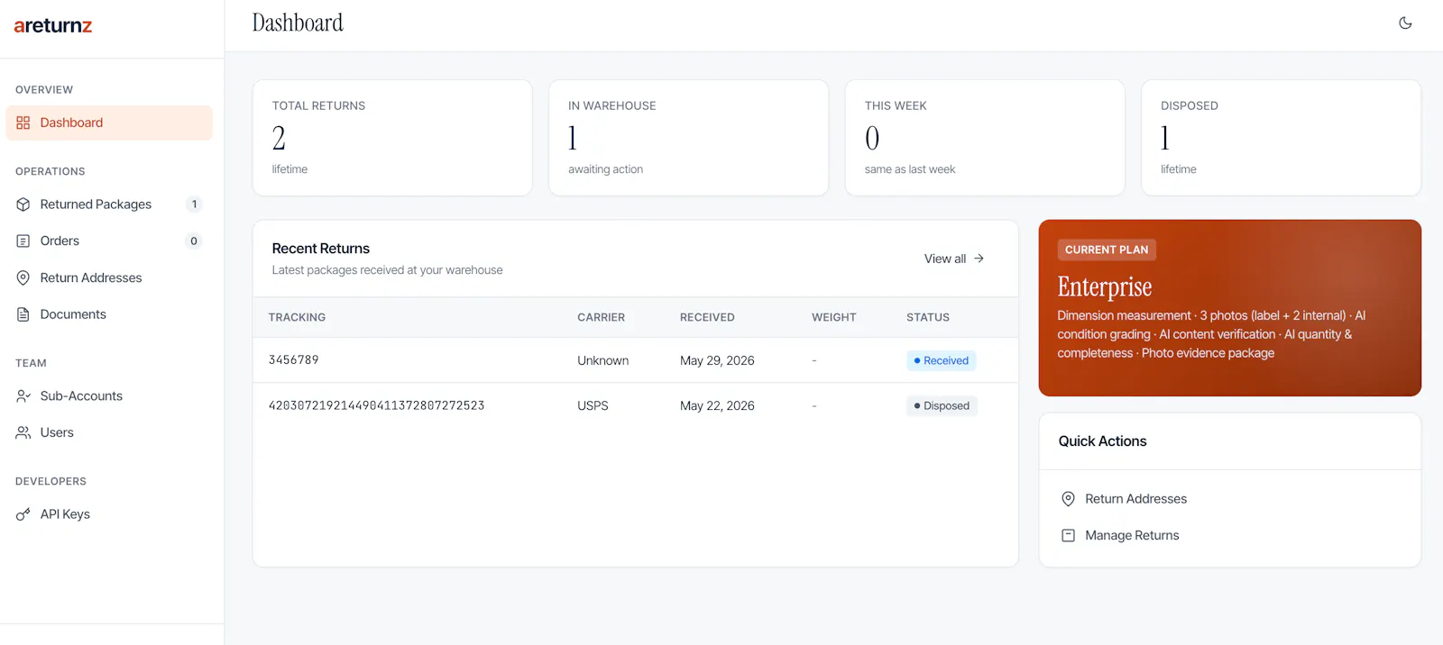 Returns infrastructure for operators screenshot 1