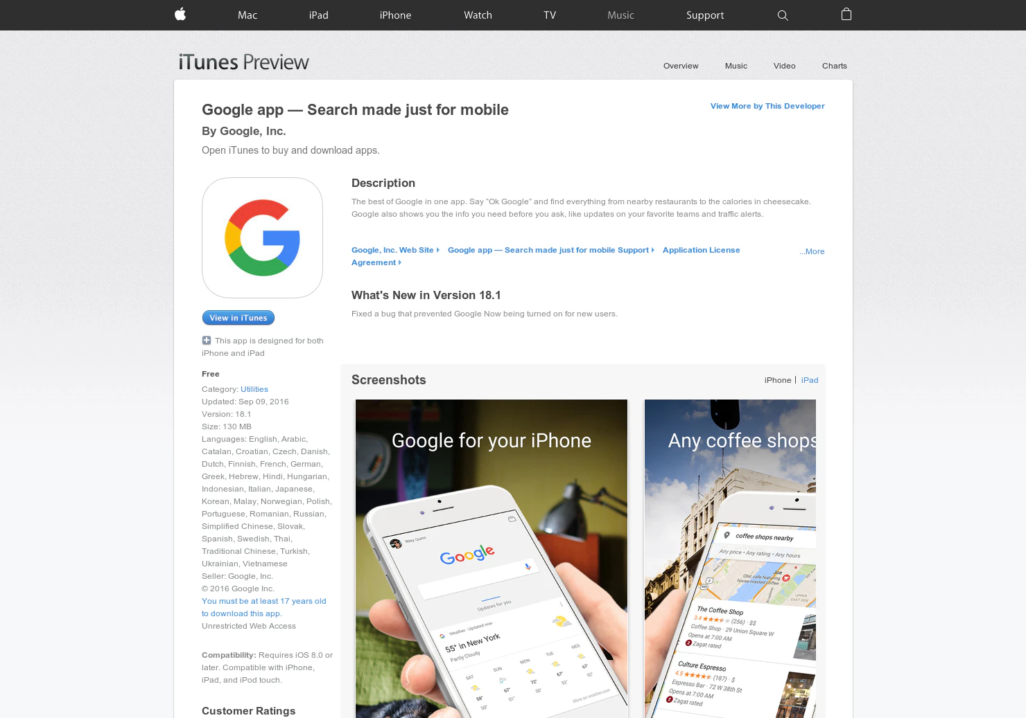Google app for iOS 5.0