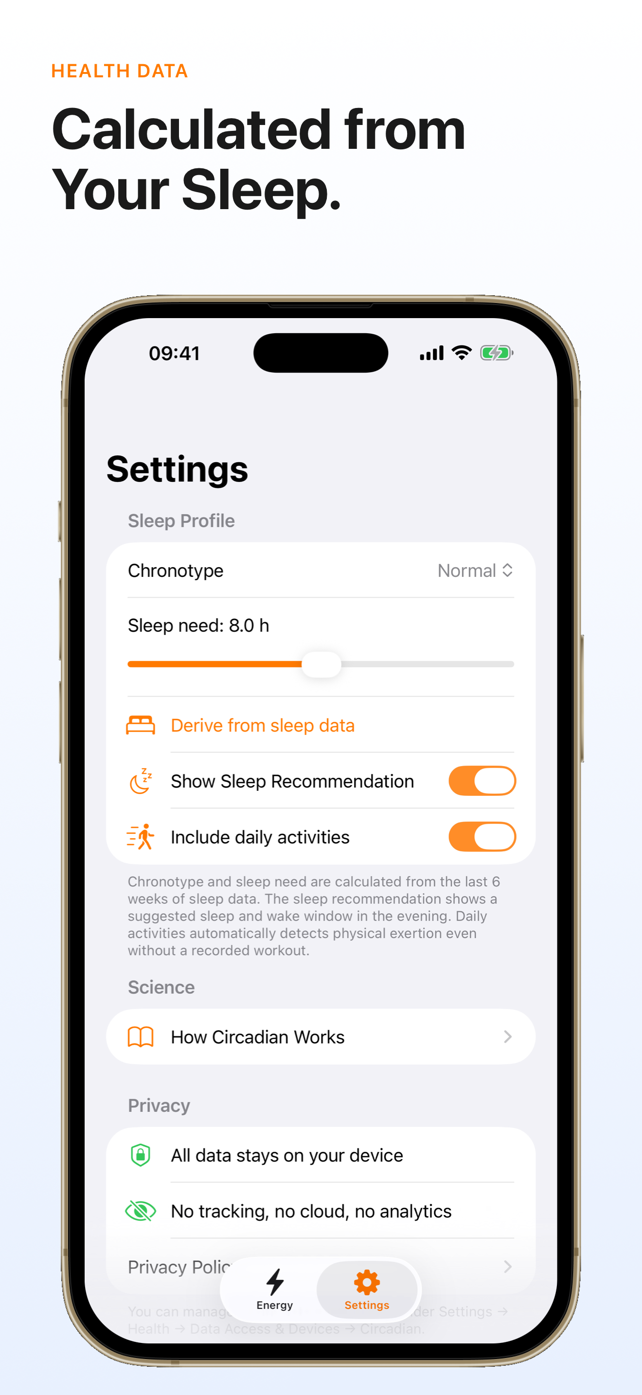 Circadian Energy - Screenshot 3 showing product features and functionality