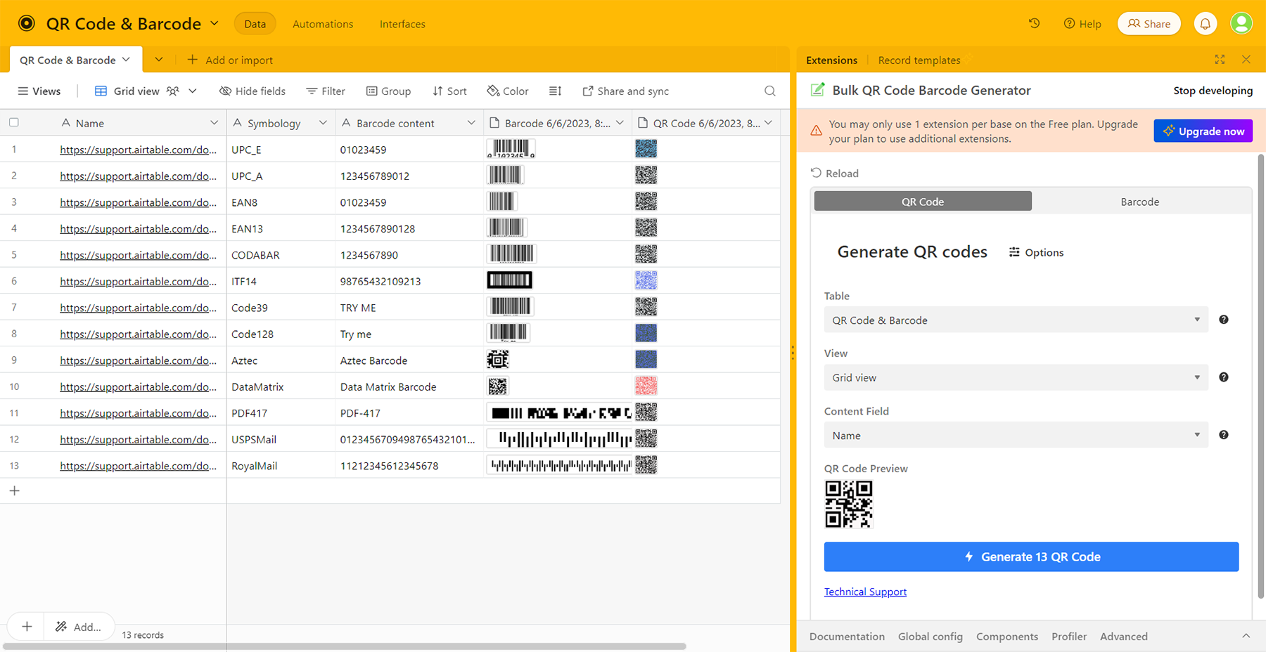 Airtable QR -codegenerator media 3