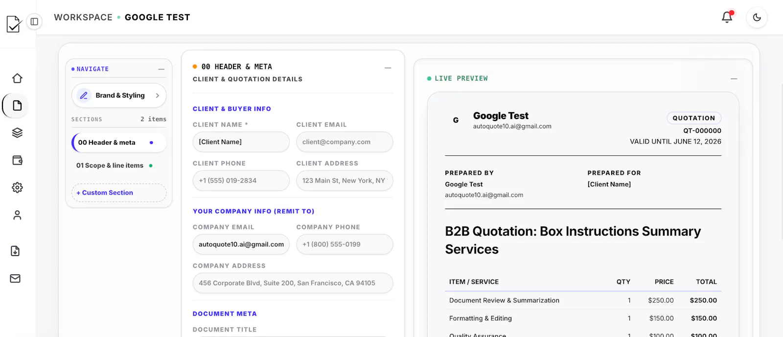 AutoQuote screenshot 2