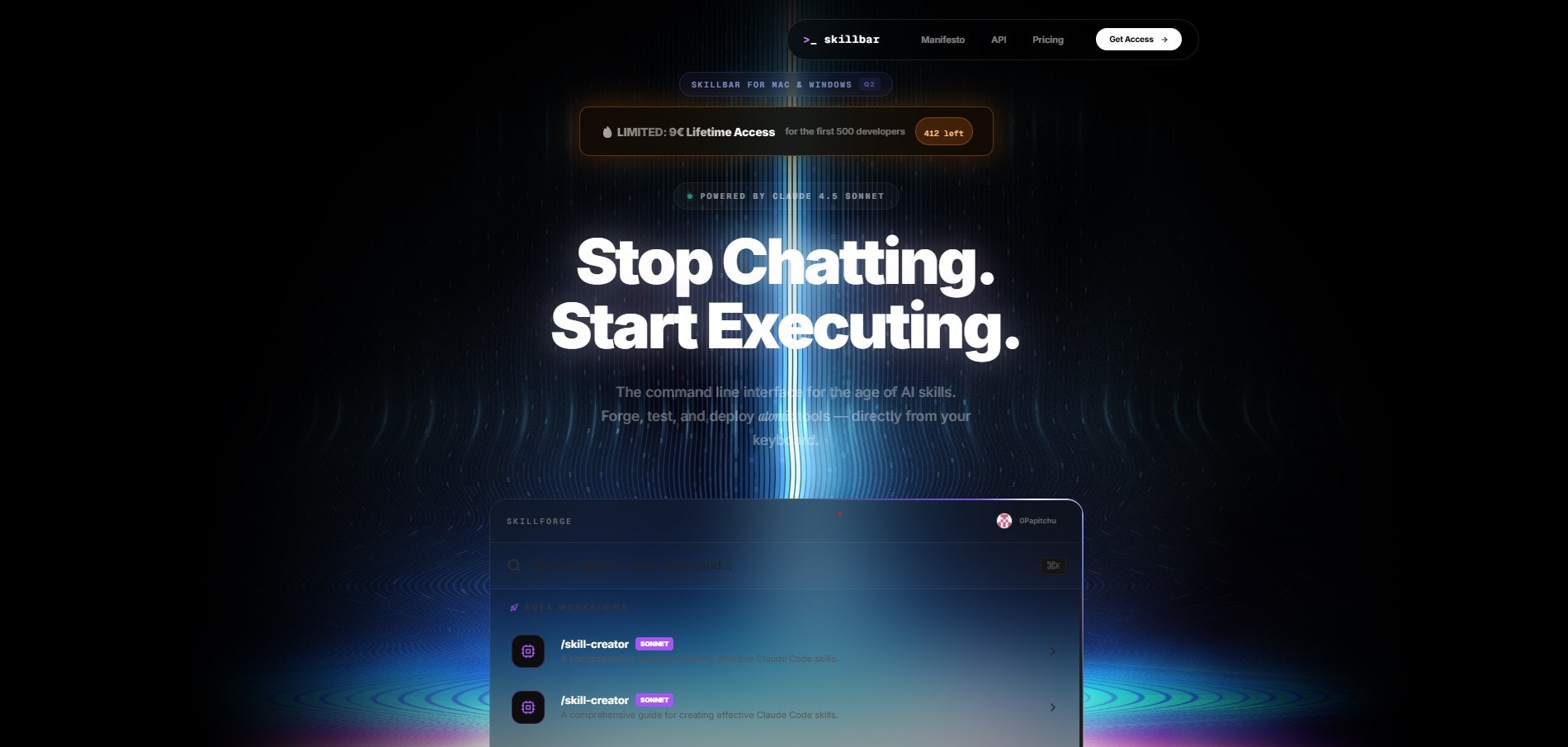 SkillBar - Main product screenshot demonstrating key features and user interface