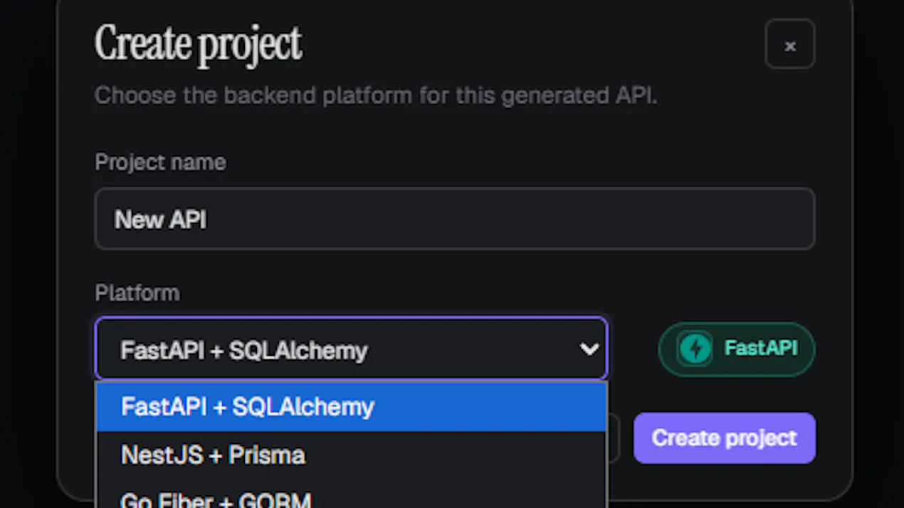 FastDev — API generator in minutes product