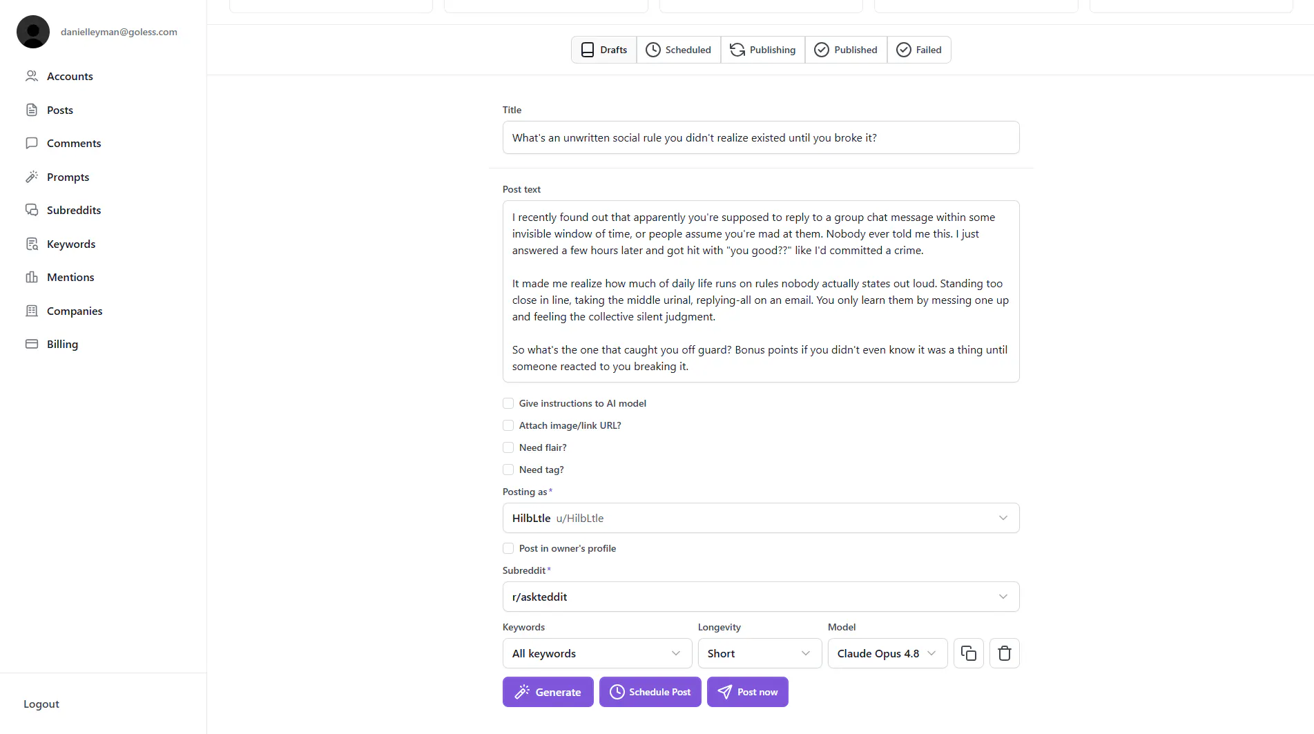 Pigbam — Reddit Marketing Automatization gallery image