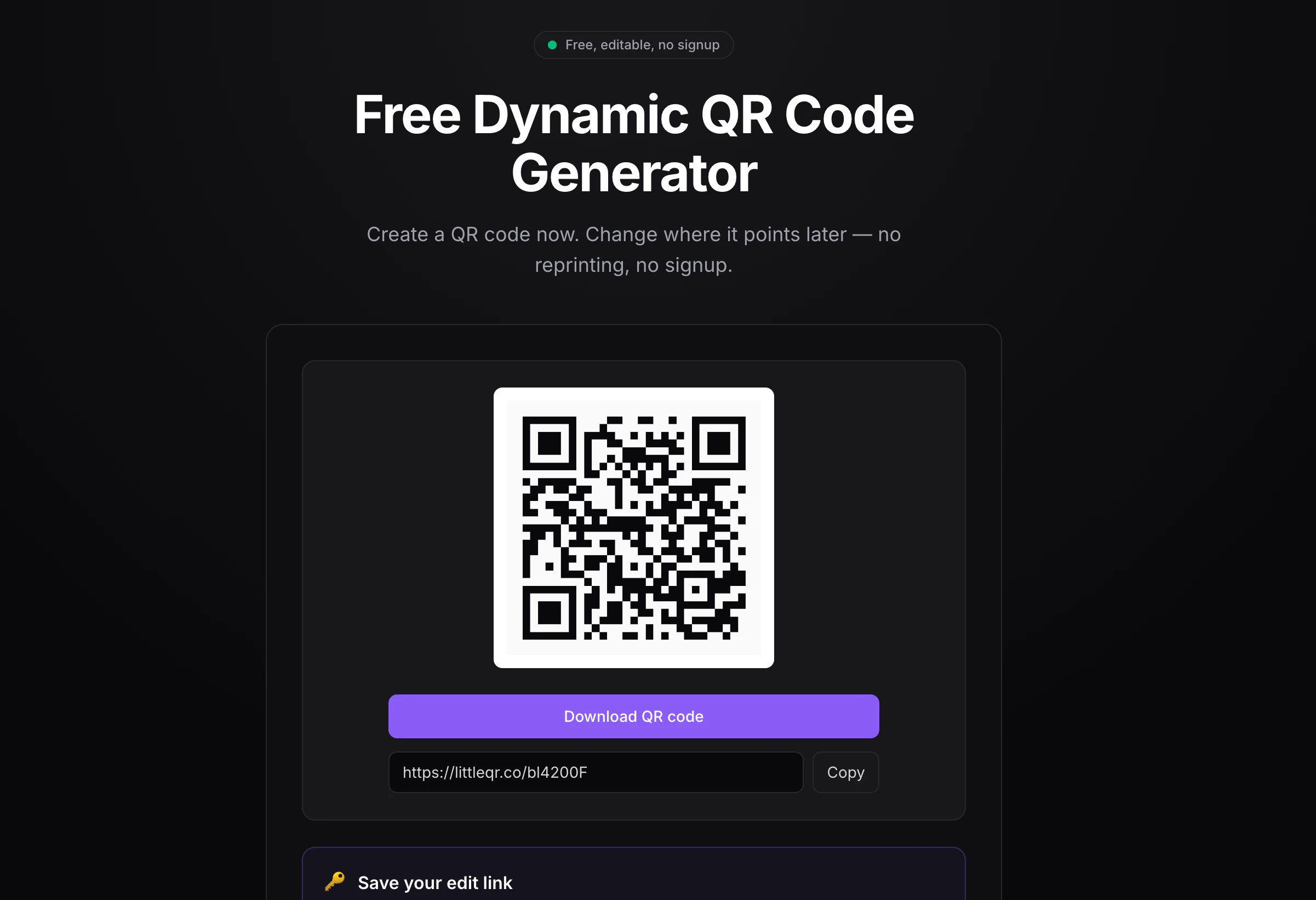 Free Dynamic QR Code Generator screenshot 1