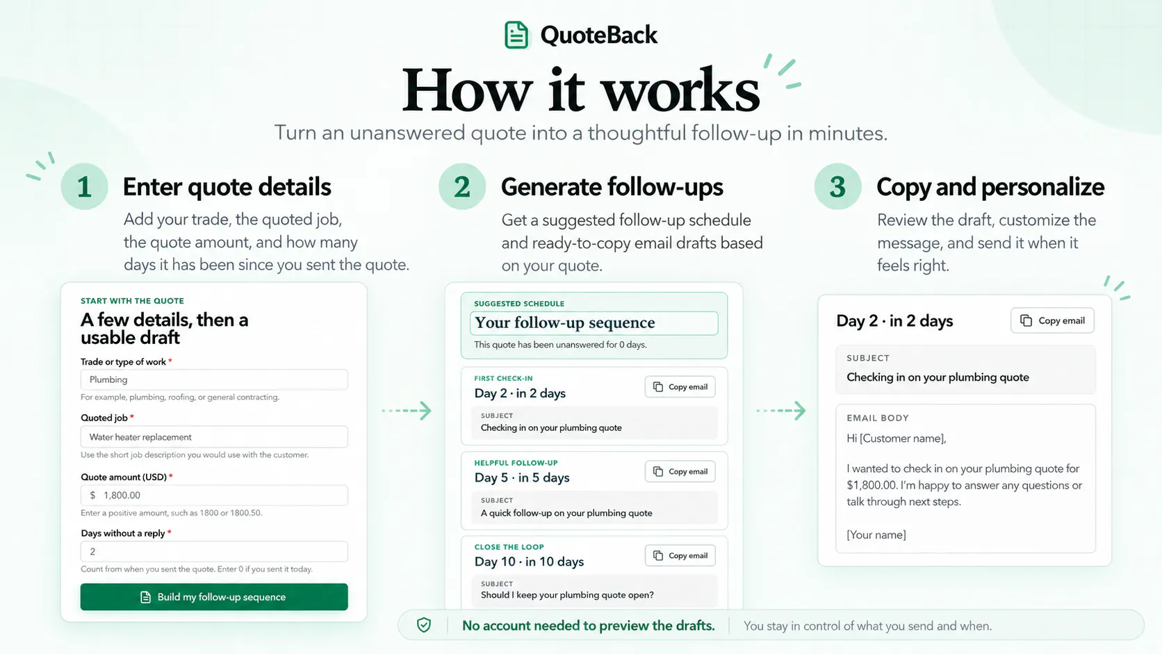 QuoteBack Follow-Up Generator gallery image