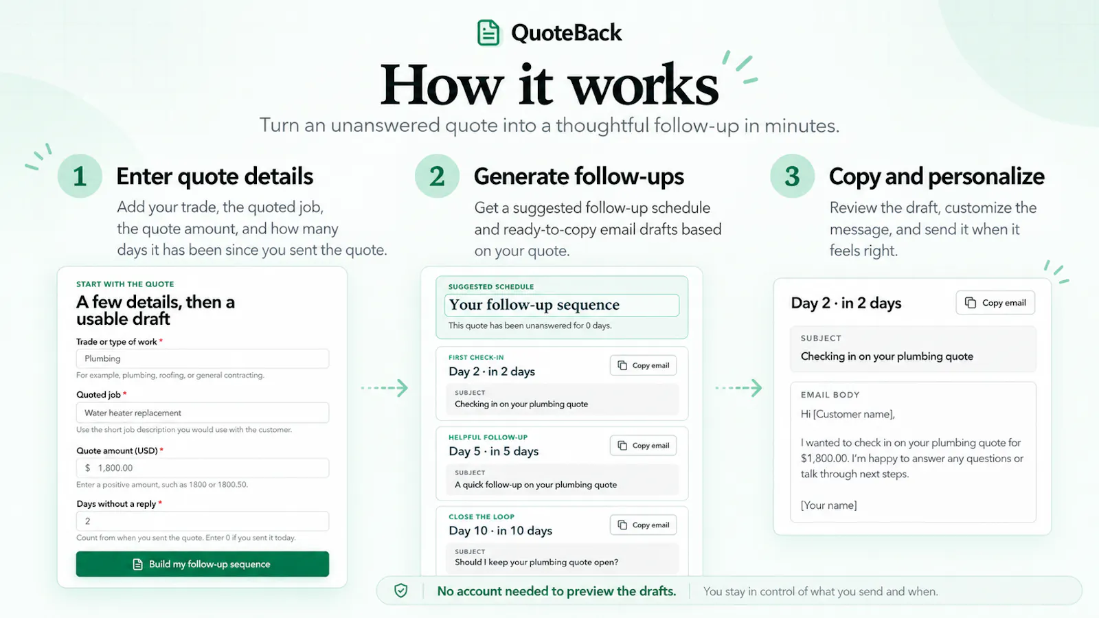 QuoteBack Follow-Up Generator screenshot 3