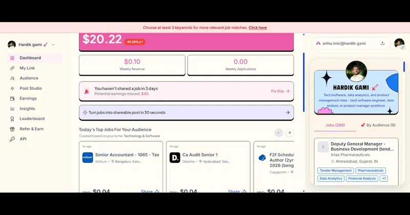 artha.link screenshot 7